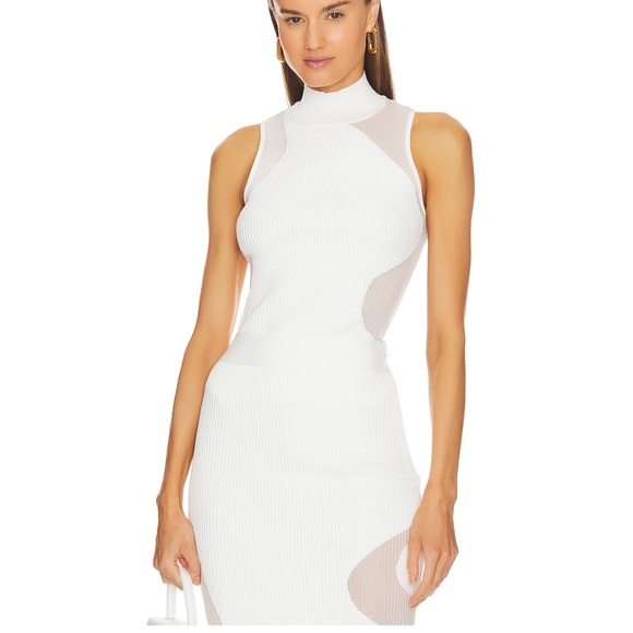Herve Leger Tops - NWT Herve Lager Opaque sheer rib mock top in white XS [Top only]